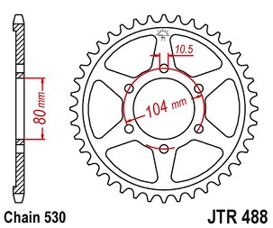 JT LANČANIK ZADNJA 488 45 KAWASAKI ZXR750 J '91-'92 (48845JT) (LANAC 530)