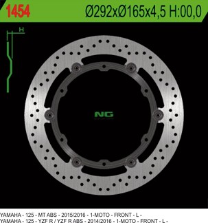 NG DISK KOČIONI PREDNJI YAMAHA YZF 125R ABS '14-'20, MT 125 ABS '15-'20 PLUTAJUĆI (292X165X4,5MM) (6X8,5MM)