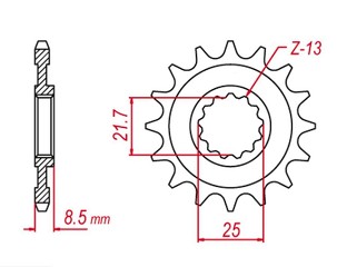 GROSSKOPF RASPRODAJA LANČANIK PREDNJA 2137 16 KAWASAKI ZX -R '02-'03, SA 1000 '03-'06, ZX-10R '04-'20 (-1), ZX-10RR '17-'19 (-1), KLV 1000 '04-'06 (-1) (JTF1537.16)
