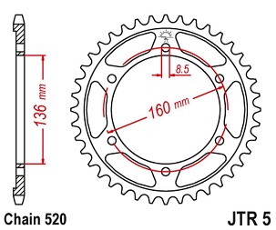 JT LANČANIK ZADNJA 3552 39 APRILIA ETX 125 '84 BMW G310 R '16-'20 (-1) (355239JT) (LANAC 520)