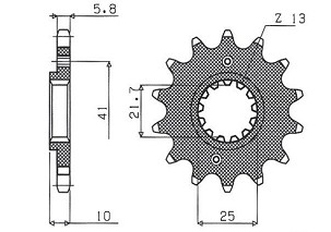 SUNSTAR LANČANIK PREDNJA 345 15 HONDA NX 650, FX 650, YAMAHA XT 660, FMX (JTF308.15) (LANAC 520) (34515JT)