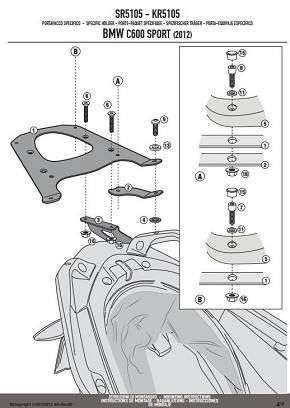KAPPA NOSAČ CENTRALNOG KOFERA BMW C 600 SPORT (12-15) ( SA PLOČOM MONOKEY )