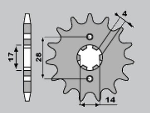 CHT RASPRODAJA LANČANIK ZADNJA 4402 52 YAMAHA DT50R, RIEJU 50, PEUGEOT 50, DERBI SENDA 50 (JTR1131.52) (LANAC 420)