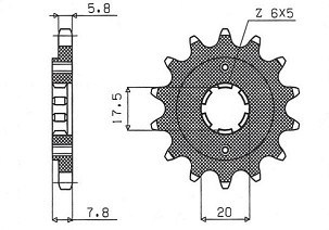 SUNSTAR LANČANIK PREDNJA 279 14 HONDA XL 125 V '01-'13, VT 125C '99-'07, NSR125 '93-'02 (JTF327.14) (LANAC 520) (27914JT)