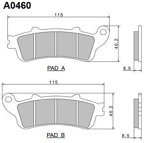 NISSIN PLOČICE KOČIONE KH261 / KH281 PREMIUM SEMI-METALLIC (SINTER METAL) (8,5MM) (ECE R90) (MADE IN JAPAN) (2P-250NS)