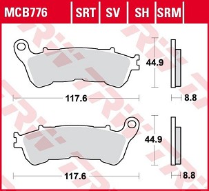 TRW ZF PLOČICE KOČIONE KH388 SINTER STREET HONDA CBF 500 04-08, CBF 600 04-15, NT 700 V 06-13, XL 700 V 08-13, XL 1000 V 04-13, SUZUKI BURGMAN 125 07-13, PREDNJI