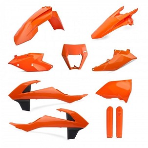 POLISPORT KOMPLET PLASTIKE (FULL KIT) KTM EXC/EXC-F TPI '17-'19W SETU ŠTITNIK LAMPE (8666800002) I ŠTITNICI AMORTIZERA (8398600003) BOJA NARANDŽASTA