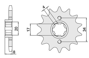 CHT RASPRODAJA LANČANIK PREDNJA 267 14 HONDA XL 350R (287-14K) (JTF1263.16)