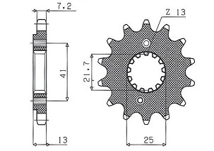 SUNSTAR LANČANIK PREDNJA 346 15 HONDA XL 600/650V '89-'07, XL 700V (JTF296.15) (LANAC 525) (34615JT)