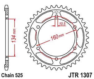 JT LANČANIK ZADNJA 4405 41 HONDA CBR 600RR '07-'16 (440541JTZBK) (LANAC 525) BOJA CRNA