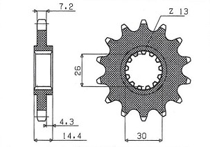 SUNSTAR LANČANIK PREDNJA 2047 15 HONDA CB 750F2 '92-'00 (JTF1332.15) (LANAC 525) (204715JT)