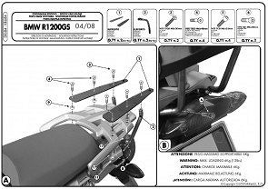 KAPPA NOSAČ CENTRALNOG KOFERA BMW R 1200GS (04-12) ( SA PLOČOM MONOKEY ) ( ZA ZANOSAČI NA ORIGINALNIM NOSAČU )