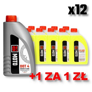 OMOTO SET 12 KOMAD TEČNOST ZA HLADNJAKA 1L O! FLUO XTREME COOL + OMOTO TEČNOST KOČIONI DOT-4 O! BRAIK FLUID 455G
