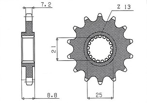SUNSTAR LANČANIK PREDNJA 2137 16 KAWASAKI ZX9R '02-'03, SA 1000 '03-'06 (JTF1537.16) (LANAC 525) (213716JT)