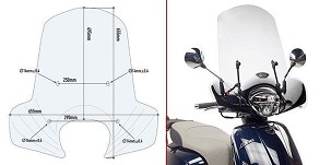 KAPPA VIZIR KYMCO LIKE 125 (17-18) PROVIDNA 49,5 x 65,5 cm - POTREBNA MONTAŽA A6109AK