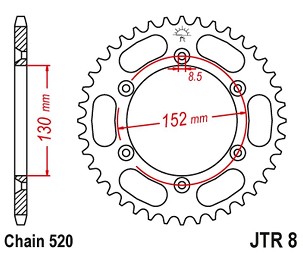 JT LANČANIK ZADNJA 4500 48 BMWG 450X '08-11 (450048JT) (LANAC 520)