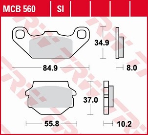TRW ZF PLOČICE KOČIONE KH SINTER OFF-ROAD KAWASAKI KFX 250 '87-'04, KEF 300 LAKOTA '95-'03, SUZUKI LT-R 250 '87-'90, LT-R 500 '87-'95 PREDNJI YAMAHA TDR 125 '91-'92 ZADNJI