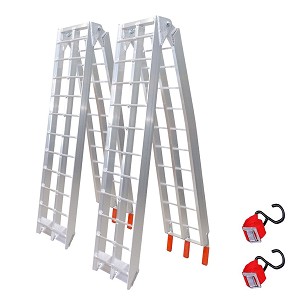 BIKETEC SET 2 KOM.UNIVERZALNA RAMPA NAJAZDOWA ALUMINIJUMSKA KRATOWNICOWA MOTOCIKL / ATV 226 X 30,5 CM, MAX. 340 KG BOJA SREBRNA