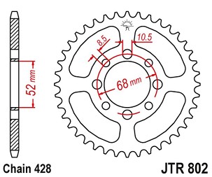 JT LANČANIK ZADNJA 802 36 SUZUKI TS 80 '81-82, DS 80 '78-79, GT 80 '81-82, KAWASAKI KE 100 '08-01, KD 80 '80-87, MC 90 '70-75, KC 100 '80-86, KH 100 '76-83 (80236JT) (LANAC 428)