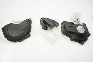 POLISPORT SET ŠTITNIK POKLOPCA (DEKLA) ALTERNATORA I ŠTITNIK POKLOPCA KVAČILA I ŠTITNICI PUMPE VODE YAMAHA YZ 450F '15-'17 (8460700001+8458400001+8484500001) BOJA CRNA