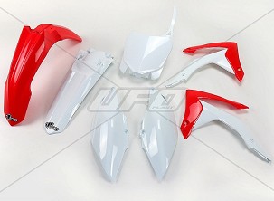 UFO KOMPLET PLASTIKE HONDA CRF 450R '13-'16, CRF 250R '14-'17 BOJA OEM (CRVENA/BELA) (HO116E999)