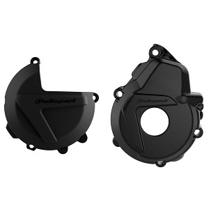 POLISPORT SET ŠTITNIK POKLOPCA (DEKLA) ALTERNATORA I ŠTITNIK POKLOPCA KVAČILA I ŠTITNICI PUMPE VODE KTM EXC-F/XC-F 250/350 '17-'23; HUSQVARNA FC 250/350 '19-'23 BOJA CRNA (846400001+8460400001+8485200001)