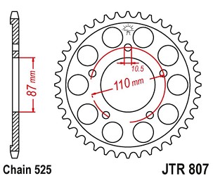 JT LANČANIK ZADNJA 828 45 SUZUKI GSF 650 BANDIT '07-15, GSX 650 '08-16, GSF/GSX 400 BANDIT '90-92, SV 650 '99-13 (82845JT) (LANAC 525) BOJA CRNA