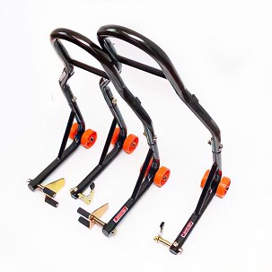 BIKETEC PROMOCIJA DIZALICA STALAK MOTOCIKLISTIČKI BIKER (PREDNJI/ZADNJI) TYP-V (ROLNE) KOMPLET