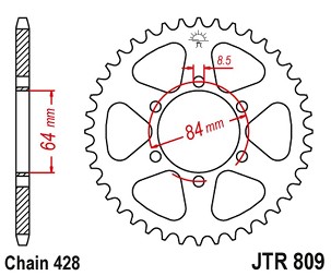 JT LANČANIK ZADNJA 809 46 SUZUKI TS 100/125 '79-81 (80946JT) (LANAC 428)