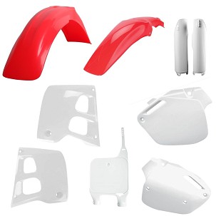 POLISPORT KOMPLET PLASTIKE (FULL KIT) HONDA CR 125 '91-'92; CR 250 '90-'91W SETU TABLICA PREDNJA (8680700001) I ŠTITNICI AMORTIZERA (8394000001) BOJA CRVENA/BELA