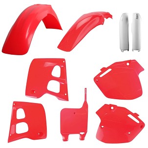 POLISPORT KOMPLET PLASTIKE (FULL KIT) HONDA CR 125 '91-'92; CR 250 '90-'91W SETU TABLICA PREDNJA (8680700002) I ŠTITNICI AMORTIZERA (8394000001) BOJA CRVENA