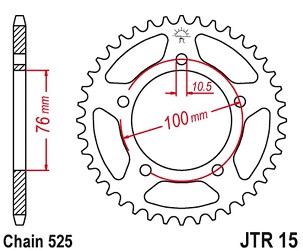 JT LANČANIK ZADNJA 4456 43 BENELLI LEONCIO 500 '18-'20 (445643JT) (LANAC 525) (OEM: 60002P100000)