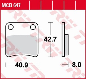TRW ZF PLOČICE KOČIONE KH257 ORGANIC CAGIVA CITY 50 '92-'97, DAELIM SJ 50 FIVE '01-'12, SYM ORBIT 50/125 '07-'09 PREDNJI, DAELIM SN 125 B-BONE '12-'16 ZADNJI