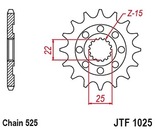 JT LANČANIK PREDNJA 2354 15 ROYAL ENFIELD HIMALAYAN 411 '16-'22, SCRAM 411 '22-'23, CINTINENTAL / INTERCEPTOR 650 '19-'22 (235415JT) (LANAC525)