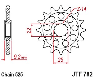 JT LANČANIK PREDNJA 2129 16 BENELLI LEONCIO 800 '22-'23, TORNADO 900 '02-'08, TNT 1130 '04-'11, TRE 1130 K '11-'17 (212916JT) (LANAC 525) (OEM: 210186090000)