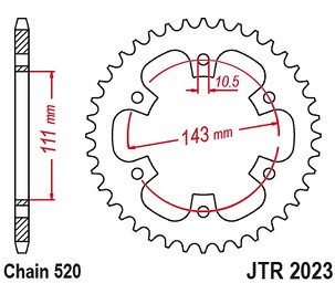 JT LANČANIK ZADNJA 4764 42 ROYAL ENFIELD CLASSIC / METEOR 350 '31-'23 (476442JT) (LANAC 520) (OEM: 1100701B)