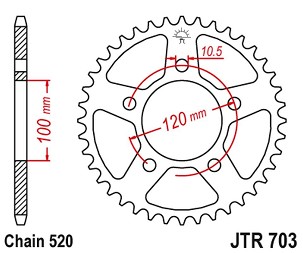 JT LANČANIK ZADNJA 4396 42 APRILIA RSV 1000 MILE '98-'03 (KONVERZIJA LANAC 520) TUAREG 660 '21-'24 (439642JT) (LANAC 520) (OEM: CM306203)