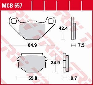 TRW ZF PLOČICE KOČIONE KH173 ORGANIC APRILIA SX 125 '08-'14, GILERA EGALET 50 '95-'99, MUZ BAGHIRA/MASTIFF 660 '97-'07, SUPERMOTO 660 '06-'08, SACHS 50/125 '95'-'02, ROADSTER 650 '00-'02 ZADNJI