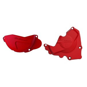POLISPORT SET ZAŠTITE POKLOPCA ALTERNATORA I ZAŠTITE POKLOPCA KVAČILA HONDA CRF 250R '13-'17 BOJA CRVENA (8461000002+8441100002)