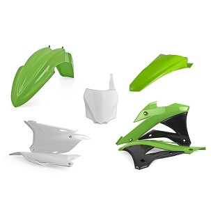 POLISPORT KOMPLET PLASTIKE KAWASAKI KX 85 '14-'21; KX 100 '14-'21; KX 112 '14-'21W SETU TABLICA PREDNJA (8662900002) BOJA ZIELONO BELA OEM