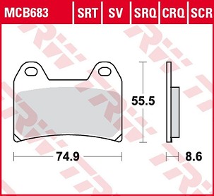 TRW ZF PLOČICE KOČIONE KH244 SINTER TRACK APRILIA RS 250 '97-, RSV 1000 MILE/R '98-'00, DUCATI 748/800/900/916/996 '97-'03, KTM SMC 625/660/LC4 640 SUPERMOTO '04-'06, SM 690 '07-'10, MOTO GUZZI V11 '01-'06, SPORT 1200 '06-'14, PREDNJI