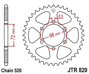 JT LANČANIK ZADNJA 829 42 SUZUKI DR 250 '82-87, SP 250 '82-85, DR 370 '78-79, SP 370 '77-82 (82942JT) (LANAC. 520)