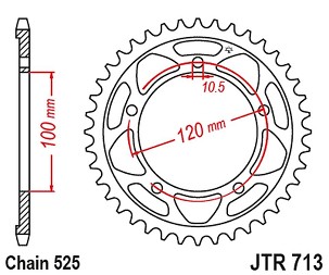 JT LANČANIK ZADNJA 4447 42 APRILIA TUONO 1000/1100 12-17 (444742JT) (LANAC525)