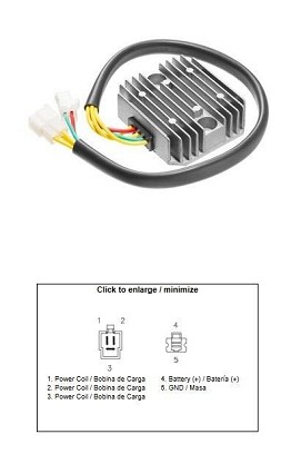 DZE REGULATOR NAPONA HONDA XR 650L '93-'17 (OEM 31600-MY6-671) (12A)