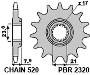PBR RASPRODAJA LANČANIK PREDNJA 2320 13 18NC HONDA CRF 250R '18-'23 SAMOČISTEĆI (JTF1344.13SC) (LANAC 520) (STD.) (MADE IN ITALY)