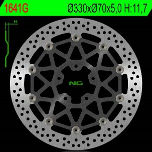 NG DISK KOČIONI PREDNJI KAWASAKI ZX 10R SE ABS '19-20, ZX 10RR ABS '17-24 (330X70X5,0MM) (5X10,5MM) PLUTAJUĆI (SREDINA ALUMINIJUMSKA)