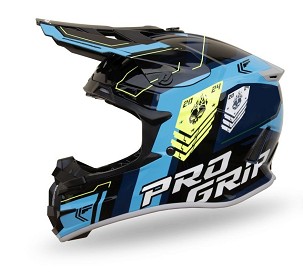 PROGRIP KASK CROSS PG3080 SPIRITS KOLOR CZARNY NIEBIESKI ROZM. S (3080-150) ( HOMOLOGACJA ECE 22R06, ZAPIĘCIE DD )