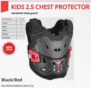 LEATT ŠTITNIK GRUDNOG KOŠA (BUZER) CHEST PROTECTOR 2.5 KIDS BLACK BOJA CRNA/CRVENA (4-7 LAT, 110-134 CM)