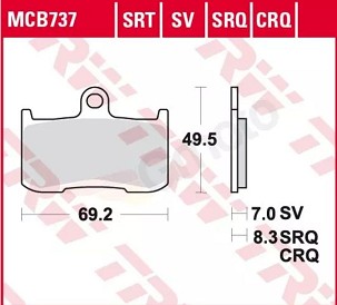 TRW ZF PLOČICE KOČIONE KH347 SINTER METAL SINTER RACING KAWASAKI SA 800 13-17, SA 900 17-21, SA 1000 03-06, SUZUKI GSX 750 17-21, GSX 1300 07-10, INDIAN CHIEF / CHIEF DARK HORSE 14-, ROADMASTER (TRKAČKE NA TOR) (ZAMENJUJE MCB737SRQ)