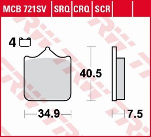 TRW ZF PLOČICE KOČIONE KH604/4 CARBON RACING APRILIA RSV 1000 MILE/R '01-'03, RSV 1000R '04-'10, DUCATI 748/749/996/998/999 '01-'07, KTM 690 SM/SMC '08-'16, LC8 950/990 SUPERMOTO/SUPERDUKE '05-'13, TRIUMPH SPEED TRIPLE 1050 '08-'15 PREDNJI